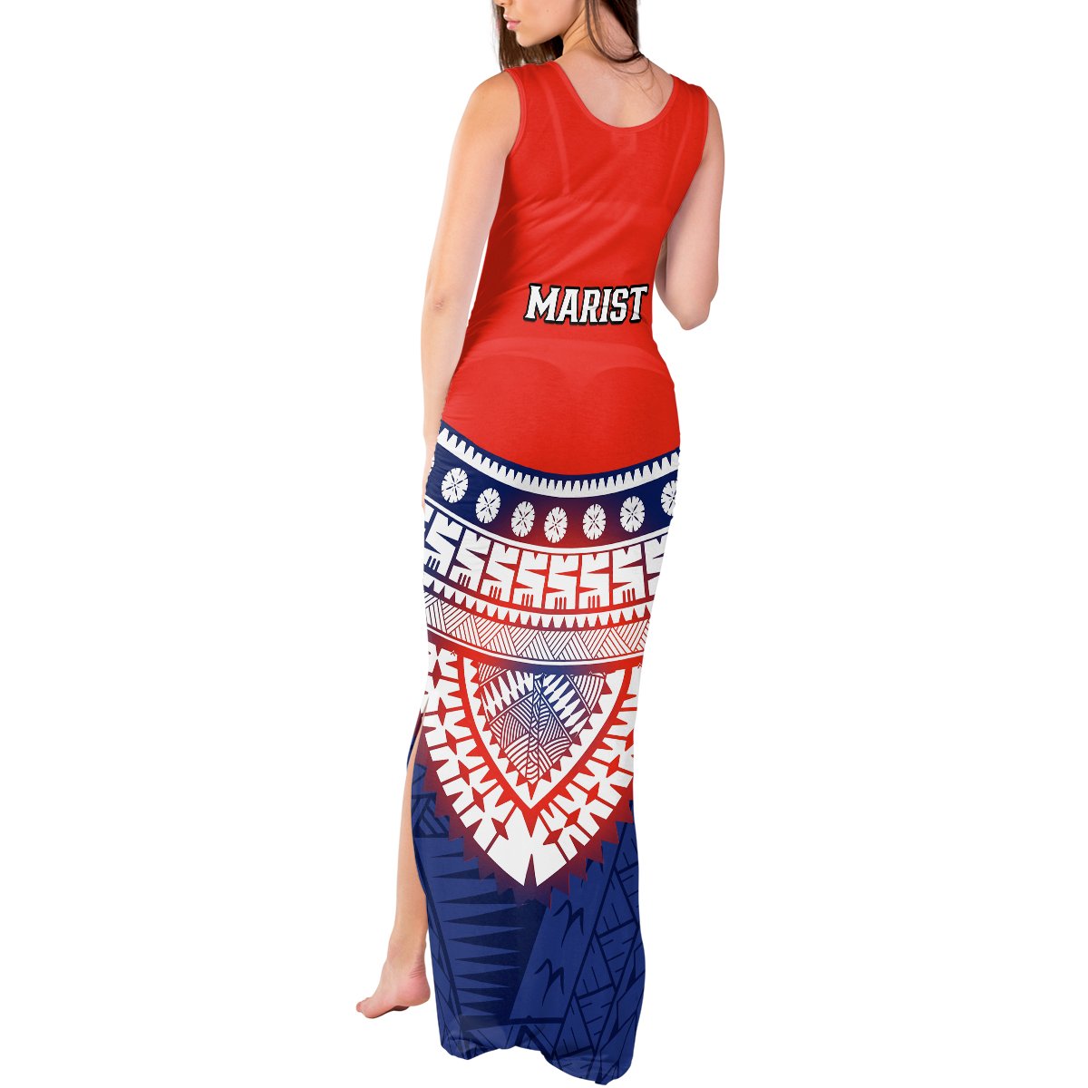 Fiji School Tank Maxi Dress Marist Brothers Fijian Tapa Pattern LT14 - Polynesian Pride