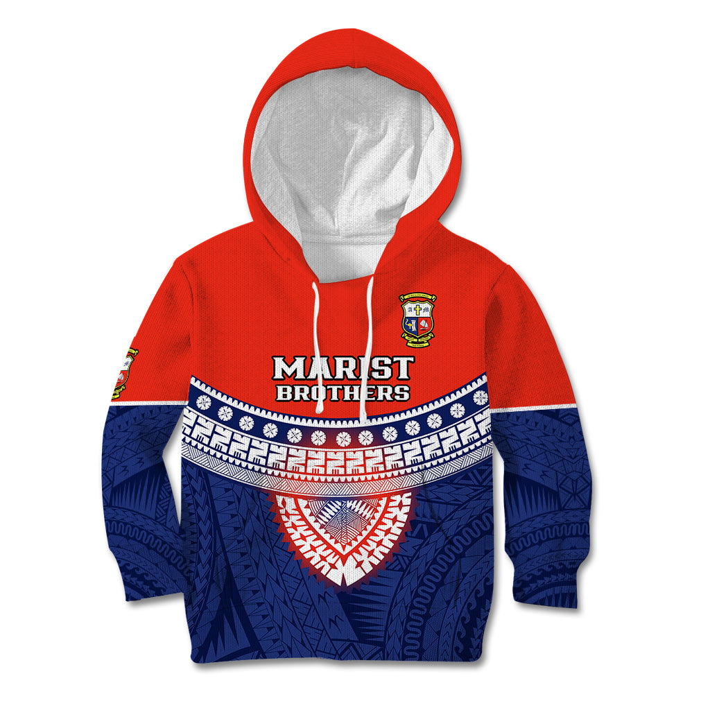 Custom Fiji School Kid Hoodie Marist Brothers Fijian Tapa Pattern LT14 Blue - Polynesian Pride