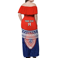 Custom Fiji School Off Shoulder Maxi Dress Marist Brothers Fijian Tapa Pattern LT14 - Polynesian Pride