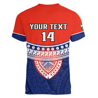 Custom Fiji School Women V Neck T Shirt Marist Brothers Fijian Tapa Pattern LT14 - Polynesian Pride