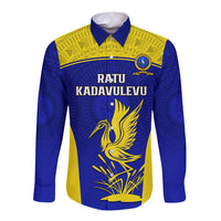 Fiji School Long Sleeve Button Shirt Ratu Kadavulevu Heron With Fijian Tapa LT14 Unisex Gold - Polynesian Pride