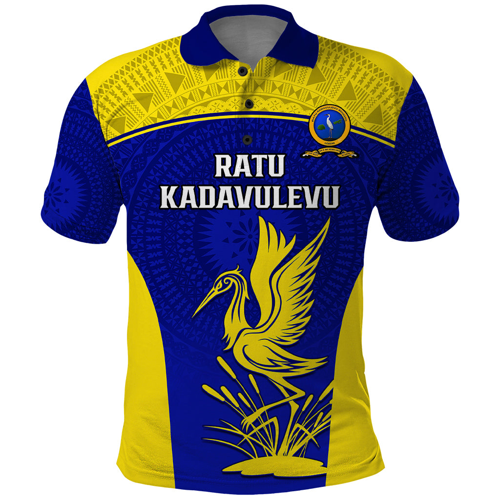 Fiji School Polo Shirt Ratu Kadavulevu Heron With Fijian Tapa LT14 Gold - Polynesian Pride