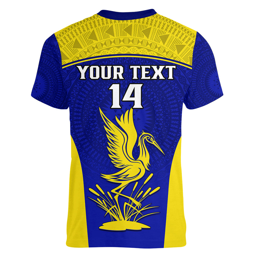 Custom Fiji School Women V Neck T Shirt Ratu Kadavulevu Heron With Fijian Tapa LT14 - Polynesian Pride
