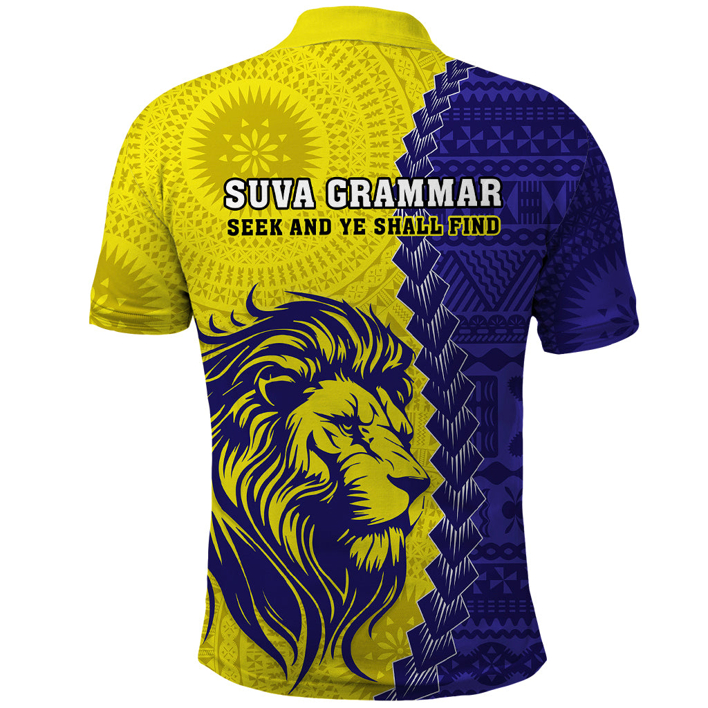 Fiji School Polo Shirt Suva Grammar Lions With Fijian Tapa LT14 - Polynesian Pride