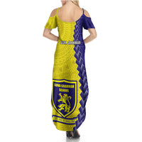 Fiji School Summer Maxi Dress Suva Grammar Lions With Fijian Tapa LT14 - Polynesian Pride