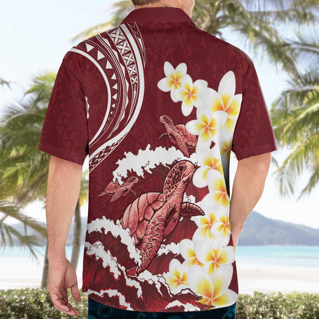 Blood Gold Polynesia Hawaiian Shirt Polynesian Frangipani With Sea Turtles