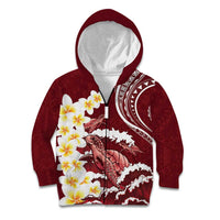 Blood Gold Polynesia Kid Hoodie Polynesian Frangipani With Sea Turtles
