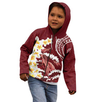 Blood Gold Polynesia Kid Hoodie Polynesian Frangipani With Sea Turtles