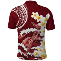 Blood Gold Polynesia Polo Shirt Polynesian Frangipani With Sea Turtles