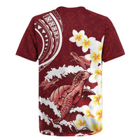 Blood Gold Polynesia Rugby Jersey Polynesian Frangipani With Sea Turtles