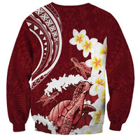 Blood Gold Polynesia Sweatshirt Polynesian Frangipani With Sea Turtles