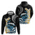 Black Polynesia Hoodie Polynesian Frangipani With Sea Turtles