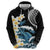 Black Polynesia Hoodie Polynesian Frangipani With Sea Turtles