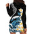 Black Polynesia Hoodie Dress Polynesian Frangipani With Sea Turtles