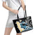 Black Polynesia Leather Tote Bag Polynesian Frangipani With Sea Turtles