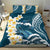 Dark Teal Polynesia Bedding Set Polynesian Frangipani With Sea Turtles