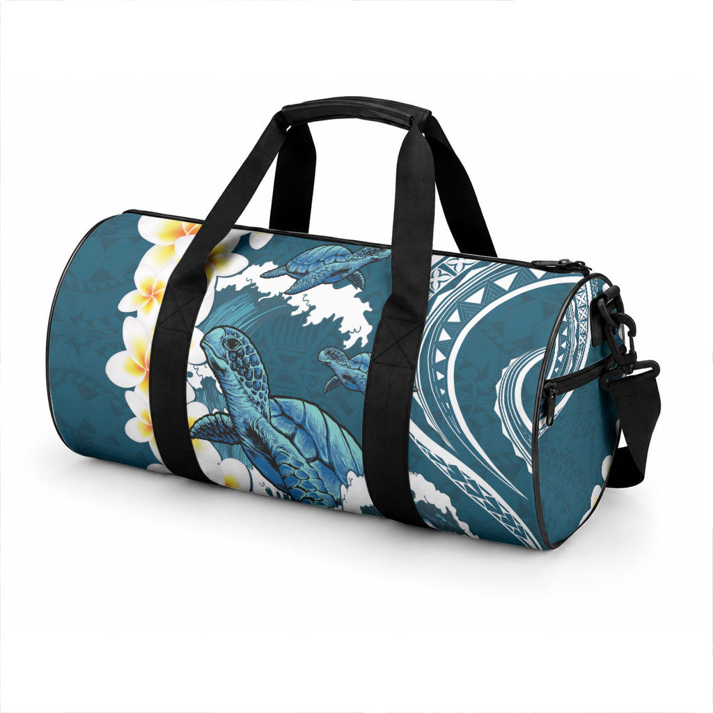 Dark Teal Polynesia Duffle Bag Polynesian Frangipani With Sea Turtles LT14 - Polynesian Pride