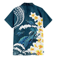 Dark Teal Polynesia Family Matching Mermaid Dress and Hawaiian Shirt Polynesian Frangipani With Sea Turtles