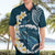 Dark Teal Polynesia Hawaiian Shirt Polynesian Frangipani With Sea Turtles