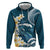 Dark Teal Polynesia Hoodie Polynesian Frangipani With Sea Turtles