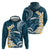 Dark Teal Polynesia Hoodie Polynesian Frangipani With Sea Turtles