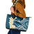 Dark Teal Polynesia Leather Tote Bag Polynesian Frangipani With Sea Turtles