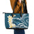 Dark Teal Polynesia Leather Tote Bag Polynesian Frangipani With Sea Turtles