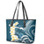 Dark Teal Polynesia Leather Tote Bag Polynesian Frangipani With Sea Turtles