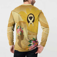 Polynesia Childhood Cancer Awareness Button Sweatshirt Be Bold Go Gold Polynesian Art