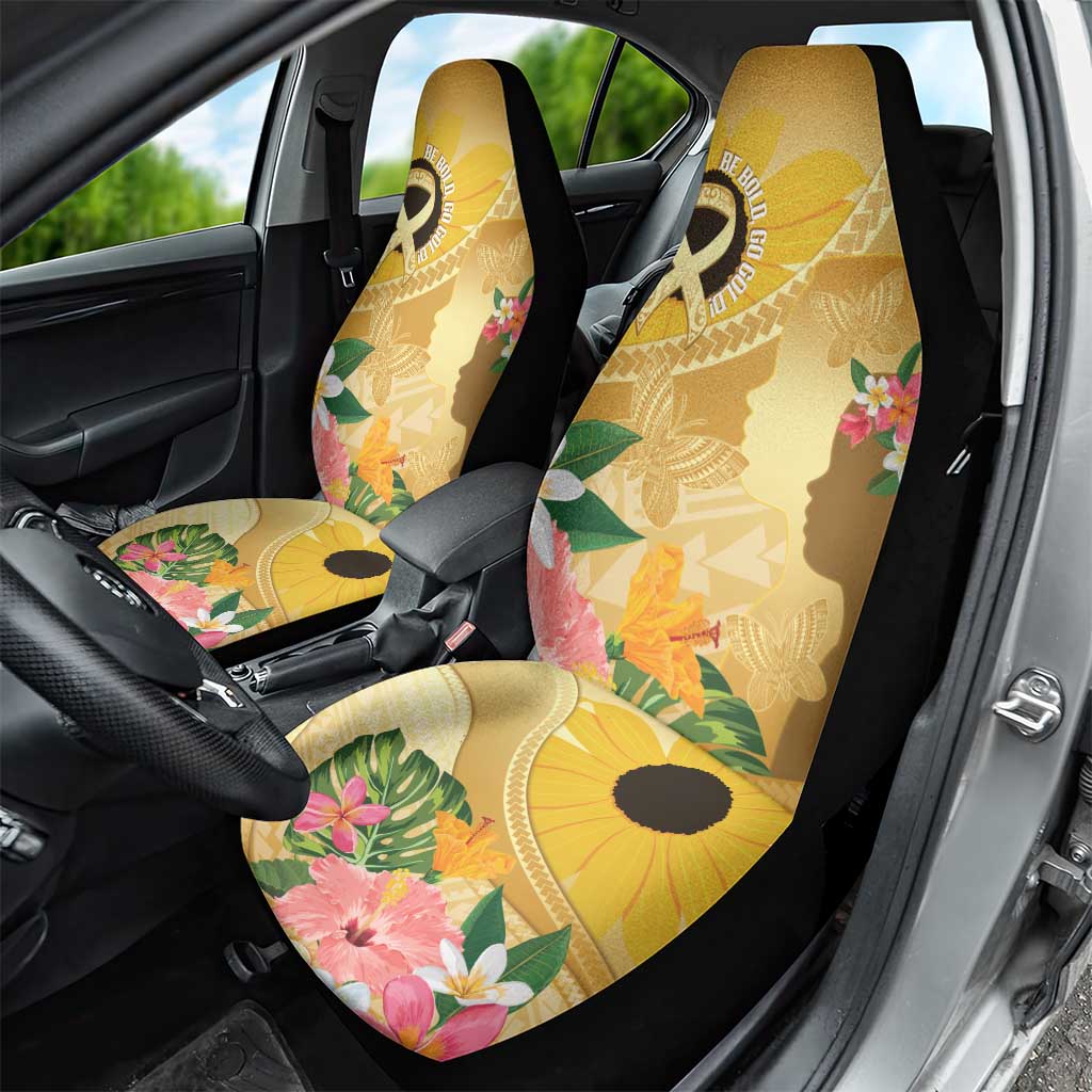 Polynesia Childhood Cancer Awareness Car Seat Cover Be Bold Go Gold Polynesian Art