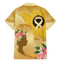 Polynesia Childhood Cancer Awareness Family Matching Mermaid Dress and Hawaiian Shirt Be Bold Go Gold Polynesian Art