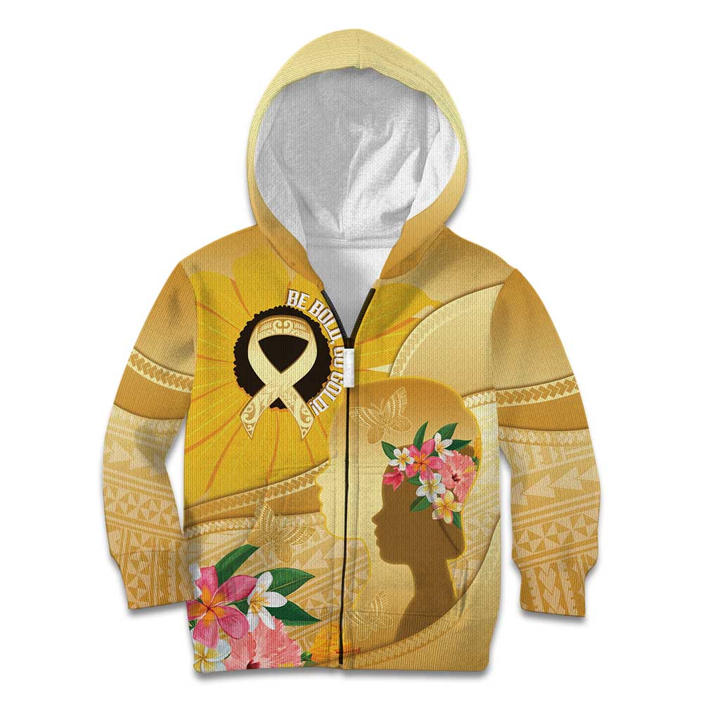 Polynesia Childhood Cancer Awareness Kid Hoodie Be Bold Go Gold Polynesian Art