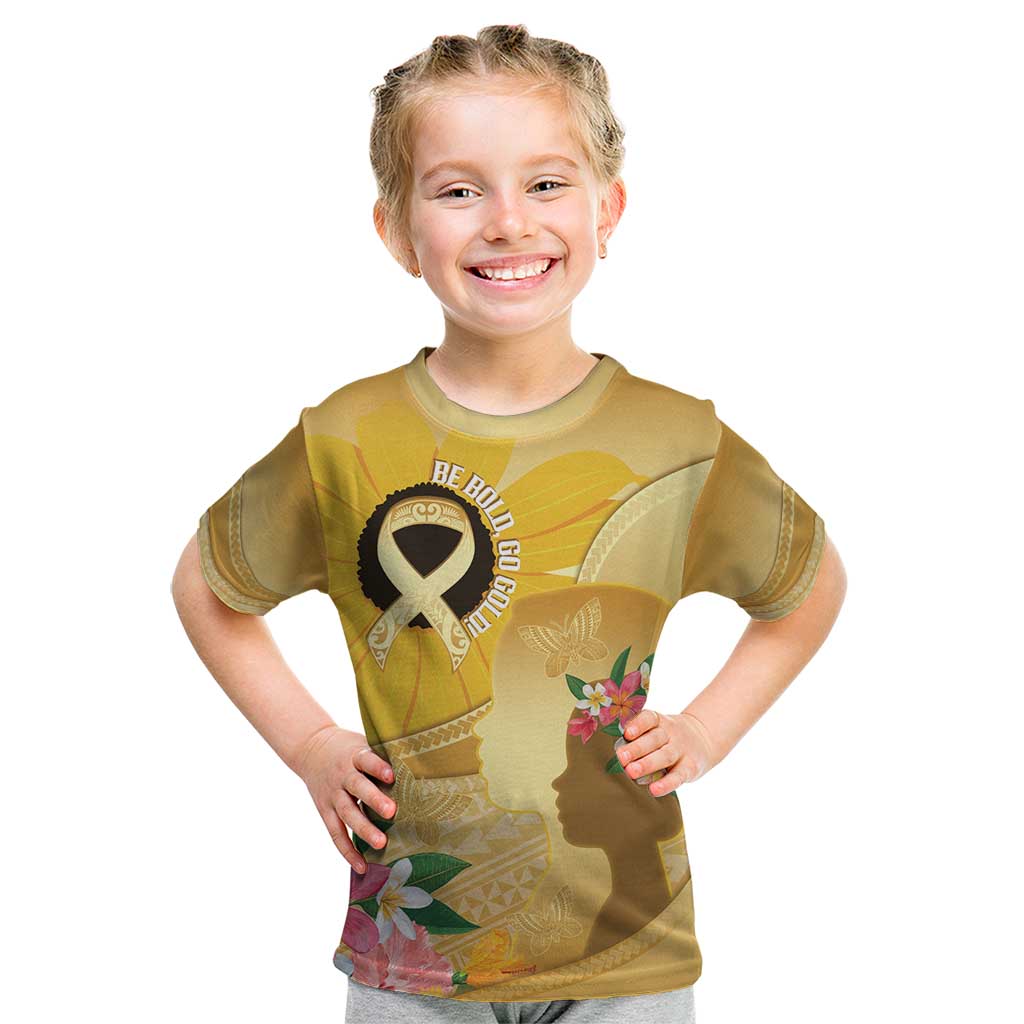 Polynesia Childhood Cancer Awareness Kid T Shirt Be Bold Go Gold Polynesian Art
