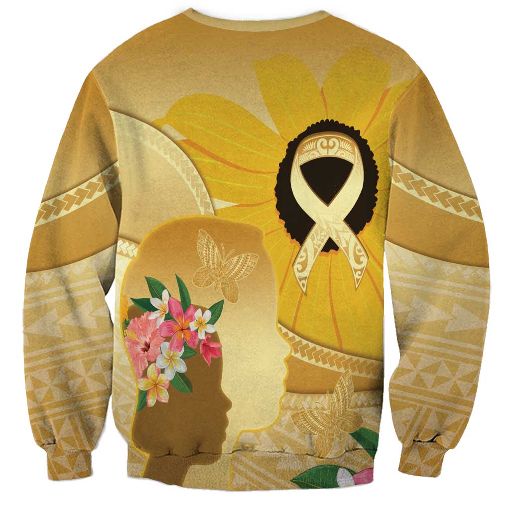 Polynesia Childhood Cancer Awareness Sweatshirt Be Bold Go Gold Polynesian Art