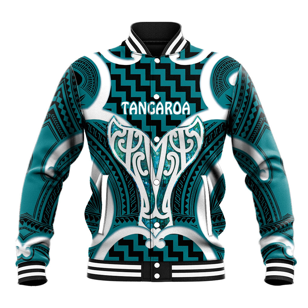 Aotearoa Atua Tangaroa Personalised Baseball Jacket God Of The Sea Maori Whale Tail Cyan LT14 Unisex Cyan - Polynesian Pride