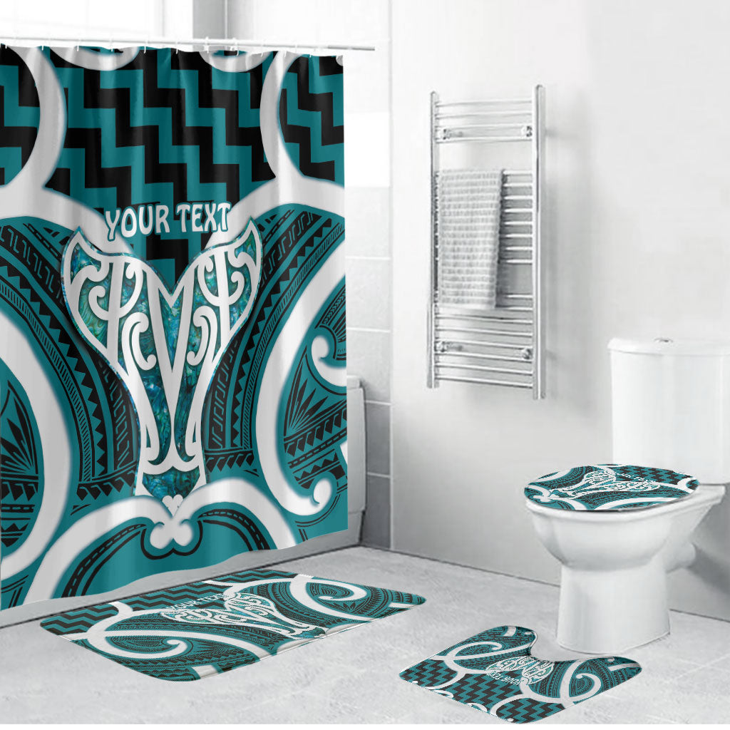 Aotearoa Atua Tangaroa Personalised Bathroom Set God Of The Sea Maori Whale Tail Cyan LT14 Bathroom Set (4 pcs) Cyan - Polynesian Pride