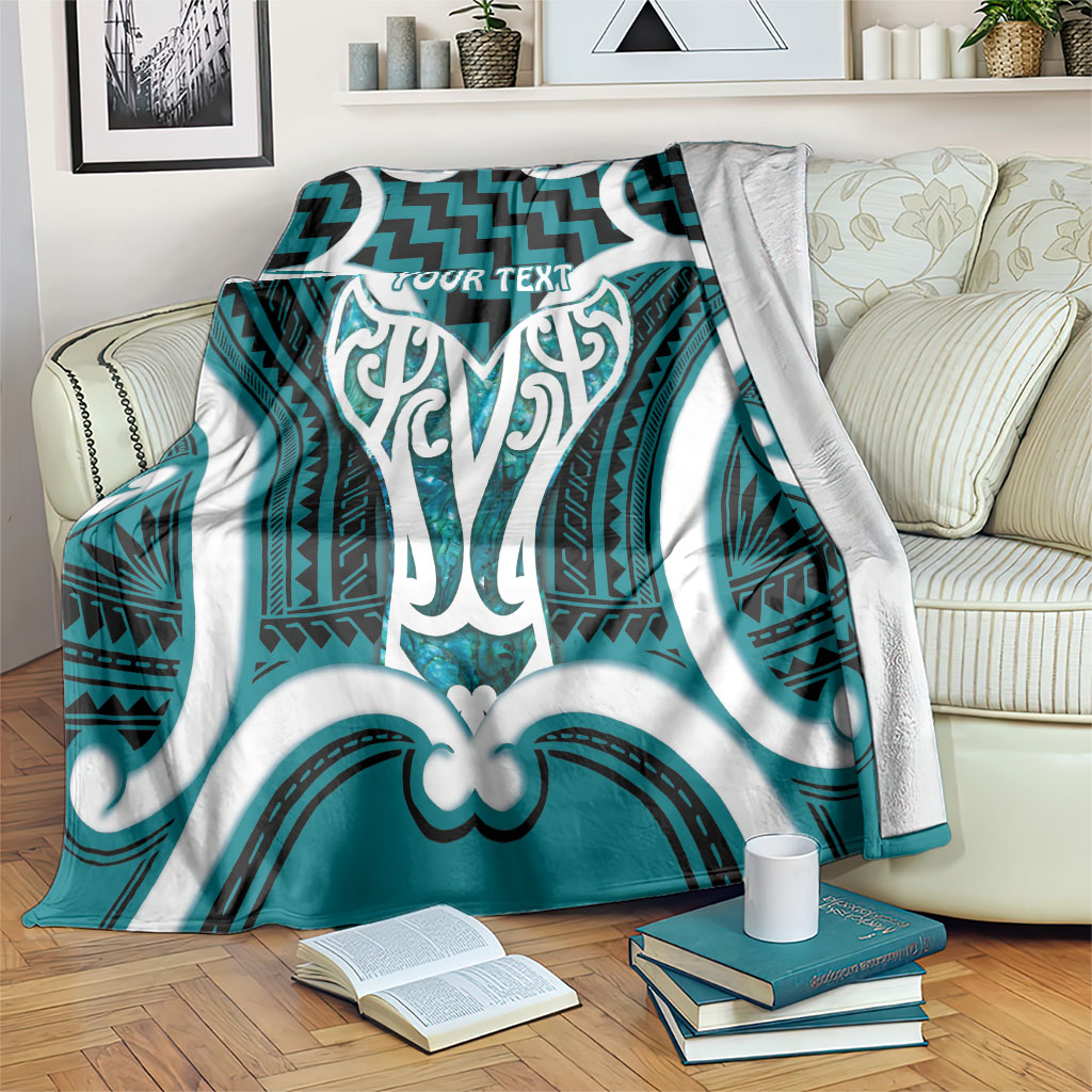 Aotearoa Atua Tangaroa Personalised Blanket God Of The Sea Maori Whale Tail Cyan LT14 Cyan - Polynesian Pride