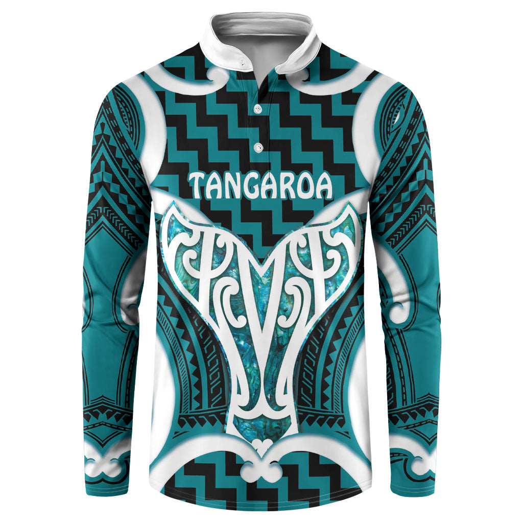 Aotearoa Atua Tangaroa Personalised Button Sweatshirt God Of The Sea Maori Whale Tail Cyan LT14 Cyan - Polynesian Pride