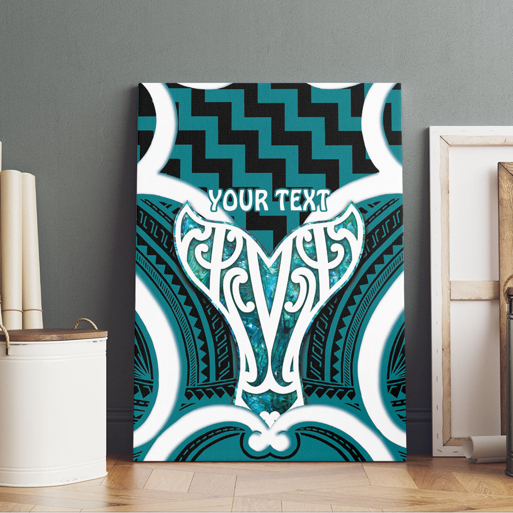 Aotearoa Atua Tangaroa Personalised Canvas Wall Art God Of The Sea Maori Whale Tail Cyan