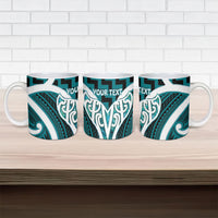 Aotearoa Atua Tangaroa Personalised Ceramic Mug God Of The Sea Maori Whale Tail Cyan