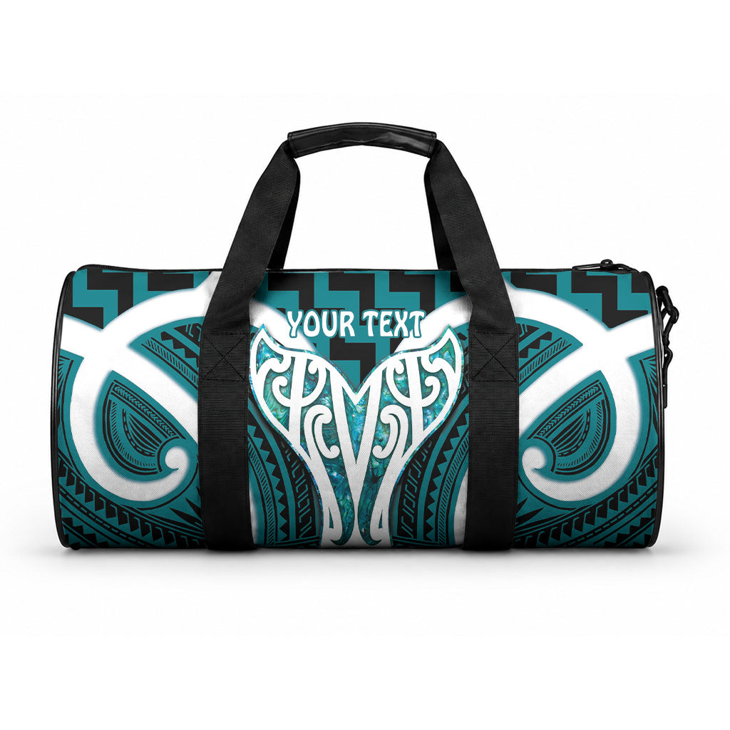 Aotearoa Atua Tangaroa Personalised Duffle Bag God Of The Sea Maori Whale Tail Cyan