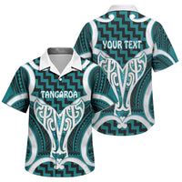 Aotearoa Atua Tangaroa Personalised Family Matching Short Sleeve Bodycon Dress and Hawaiian Shirt God Of The Sea Maori Whale Tail Cyan