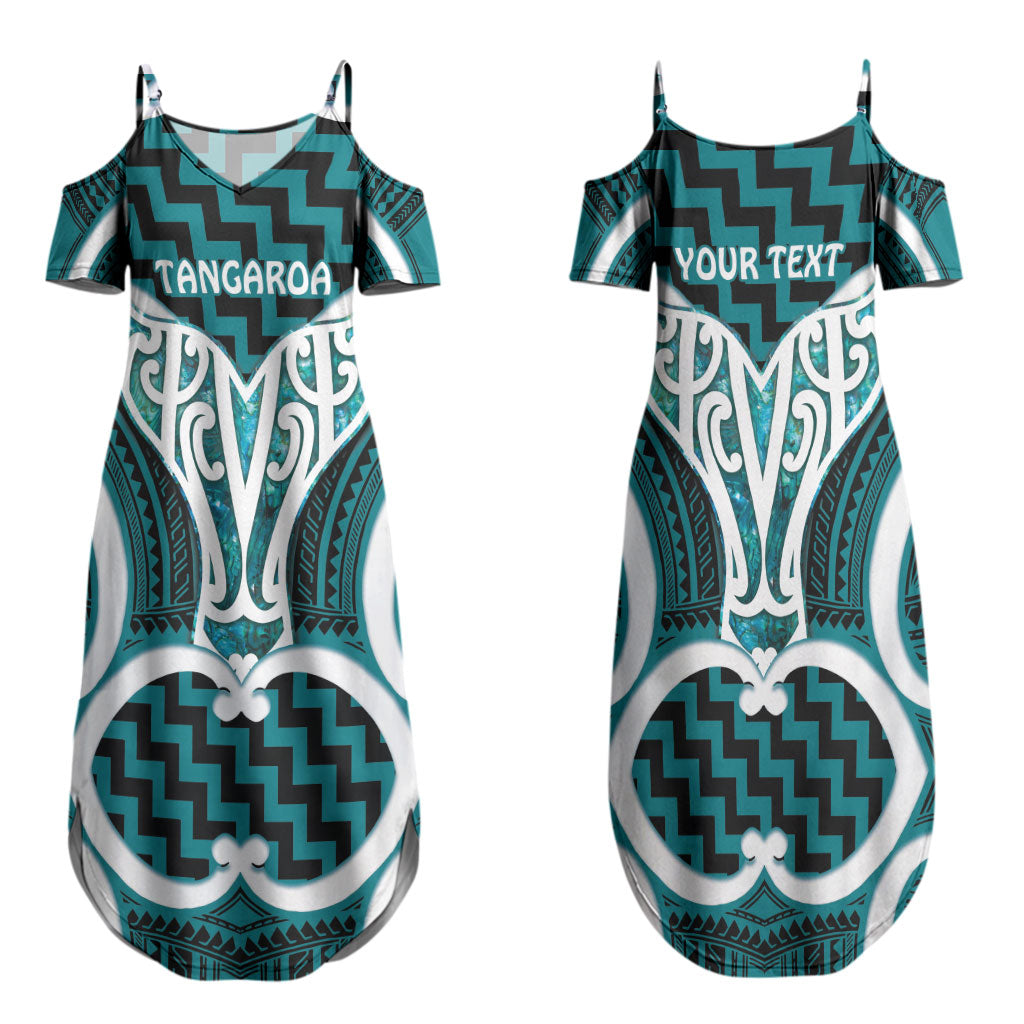 Aotearoa Atua Tangaroa Personalised Family Matching Summer Maxi Dress and Hawaiian Shirt God Of The Sea Maori Whale Tail Cyan