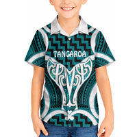 Aotearoa Atua Tangaroa Personalised Hawaiian Shirt God Of The Sea Maori Whale Tail Cyan