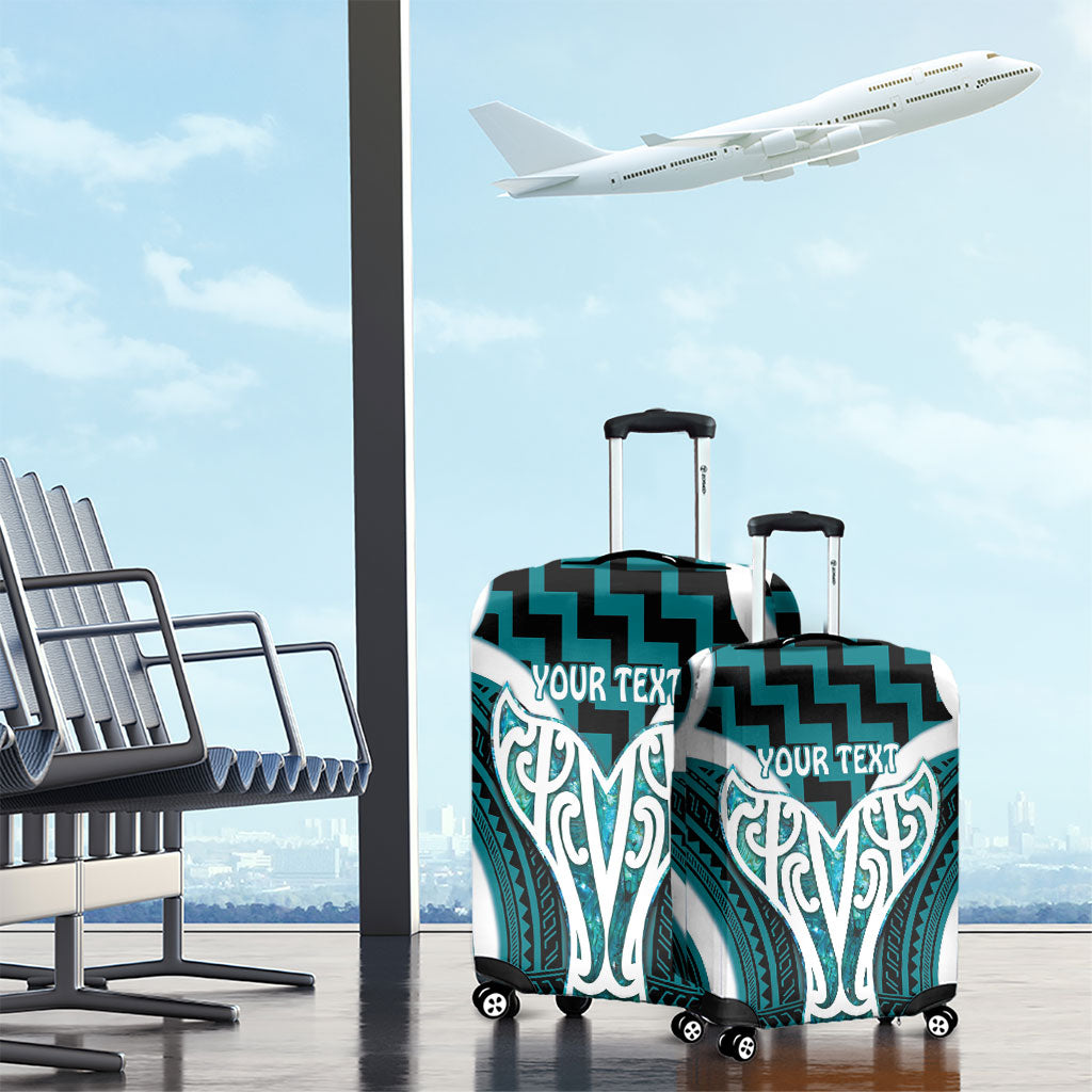 Aotearoa Atua Tangaroa Personalised Luggage Cover God Of The Sea Maori Whale Tail Cyan