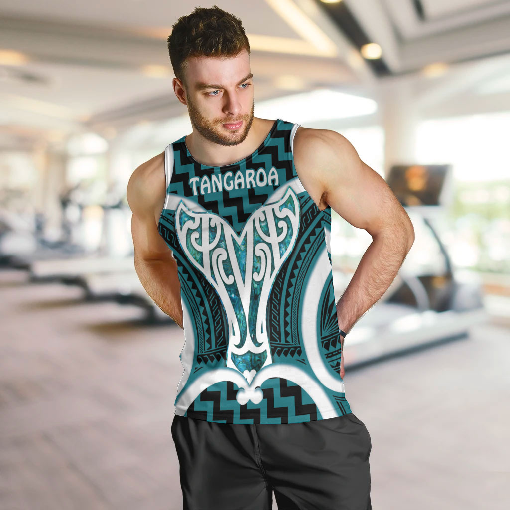 Aotearoa Atua Tangaroa Personalised Men Tank Top God Of The Sea Maori Whale Tail Cyan LT14 Cyan - Polynesian Pride