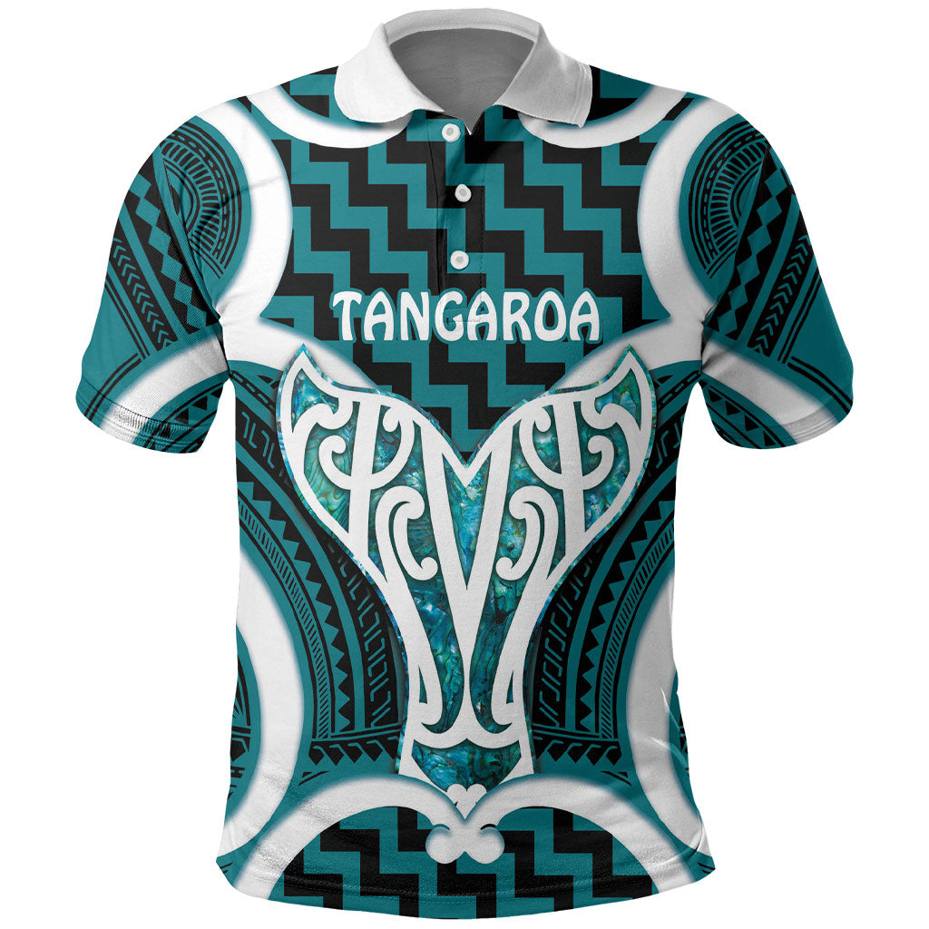 Aotearoa Atua Tangaroa Personalised Polo Shirt God Of The Sea Maori Whale Tail Cyan