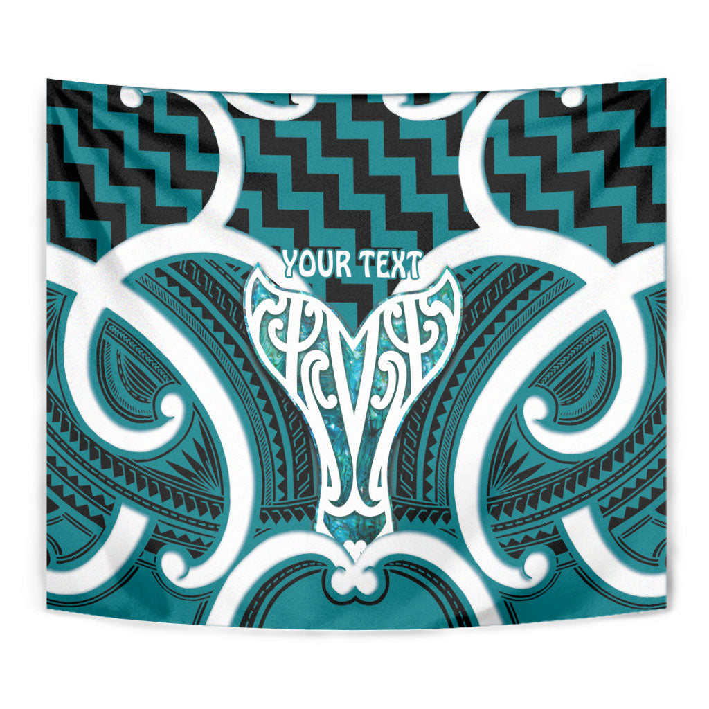 Aotearoa Atua Tangaroa Personalised Tapestry God Of The Sea Maori Whale Tail Cyan
