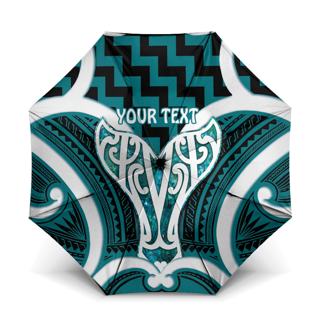 Aotearoa Atua Tangaroa Personalised Umbrella God Of The Sea Maori Whale Tail Cyan LT14 One Size Folded 11.42 inch Opened Diameter 37.4 inch Cyan - Polynesian Pride