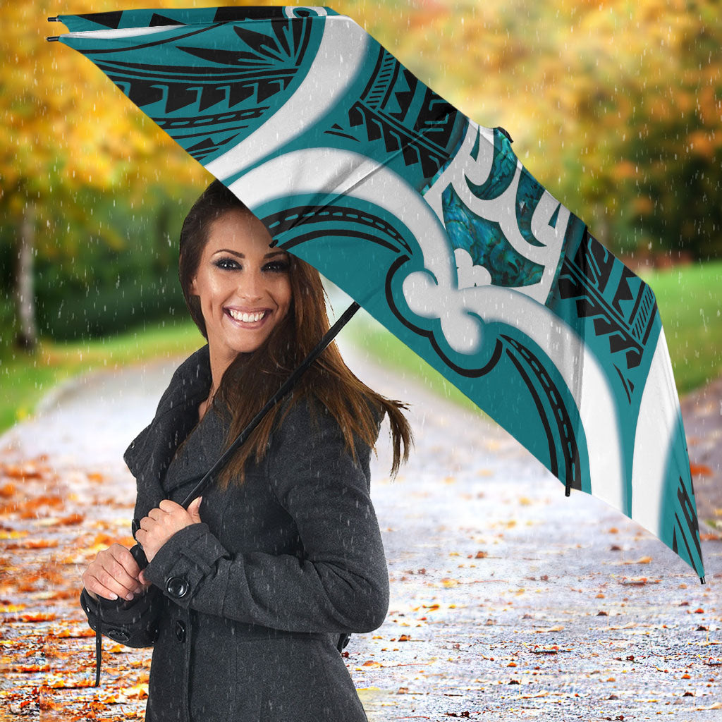 Aotearoa Atua Tangaroa Personalised Umbrella God Of The Sea Maori Whale Tail Cyan